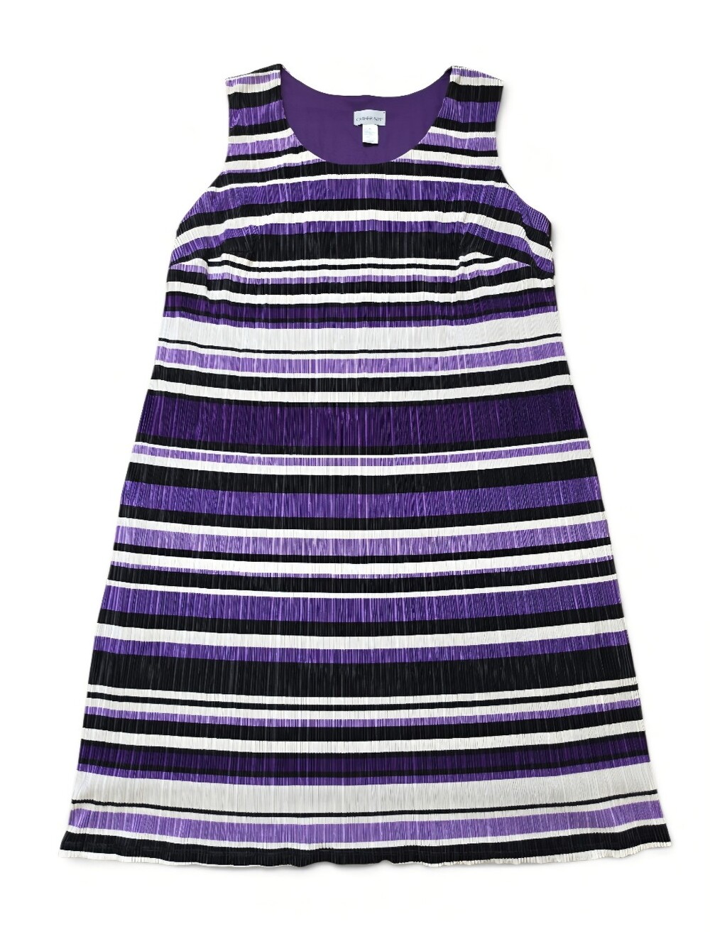 Catherines 2X Striped Crinkle Midi Dress Purple Wedding Guest Office Chic Travel